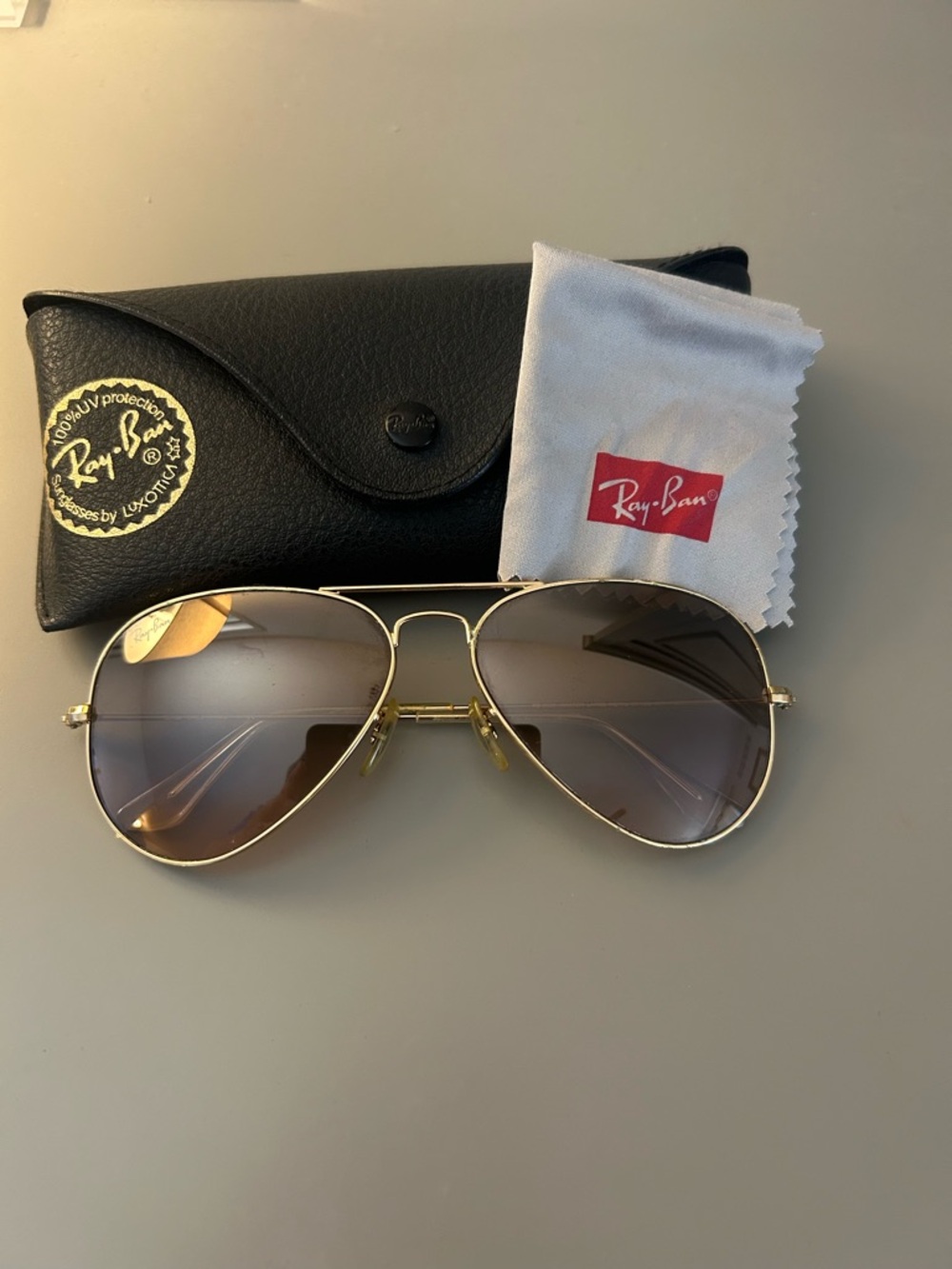 Ray-Ban Classic Aviator Sunglasses - Gold Frame with Brown Gradient Lenses
